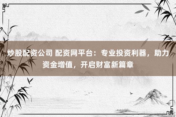 炒股配资公司 配资网平台：专业投资利器，助力资金增值，开启财富新篇章