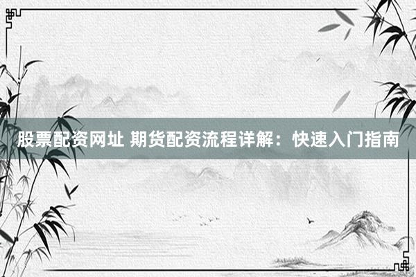 股票配资网址 期货配资流程详解：快速入门指南