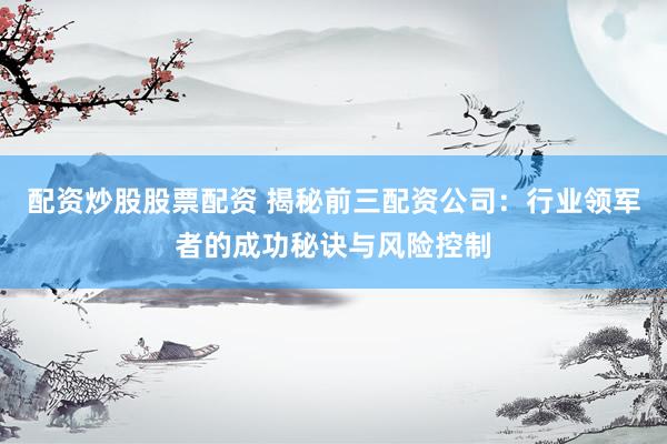 配资炒股股票配资 揭秘前三配资公司：行业领军者的成功秘诀与风险控制