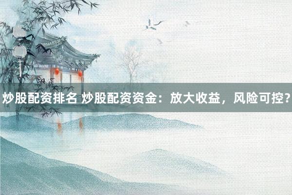 炒股配资排名 炒股配资资金：放大收益，风险可控？