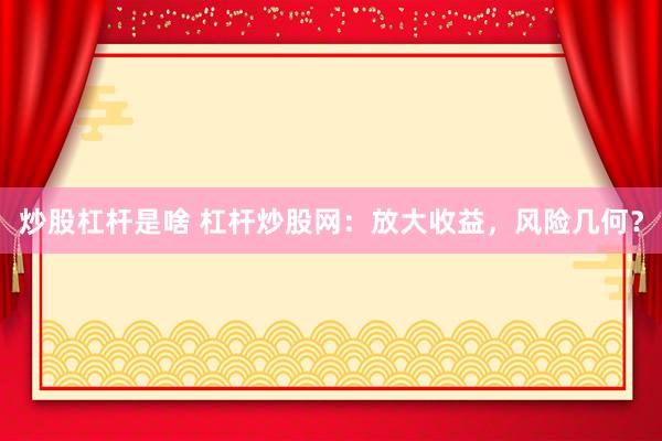 炒股杠杆是啥 杠杆炒股网：放大收益，风险几何？