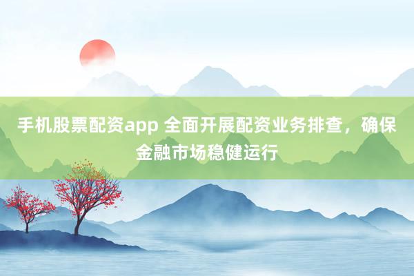 手机股票配资app 全面开展配资业务排查，确保金融市场稳健运行