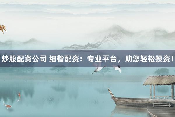 炒股配资公司 细楷配资：专业平台，助您轻松投资！