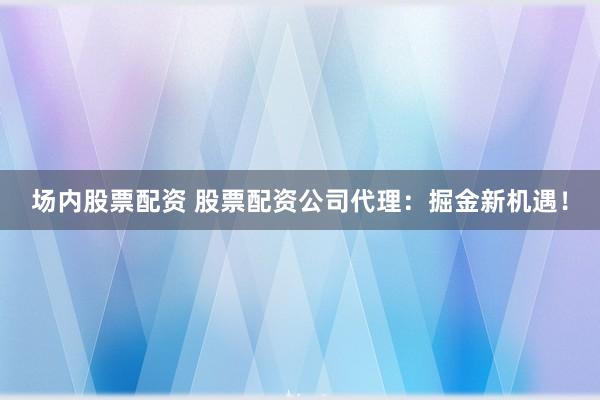 场内股票配资 股票配资公司代理：掘金新机遇！