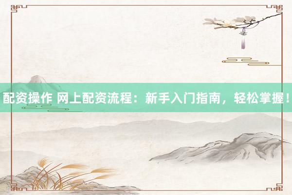 配资操作 网上配资流程：新手入门指南，轻松掌握！