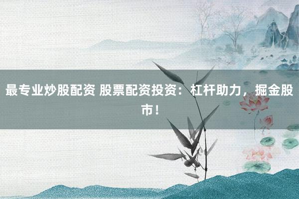 最专业炒股配资 股票配资投资：杠杆助力，掘金股市！