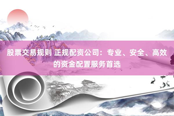 股票交易规则 正规配资公司：专业、安全、高效的资金配置服务首选