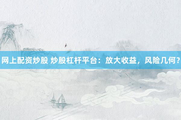 网上配资炒股 炒股杠杆平台:放大收益,风险几何?
