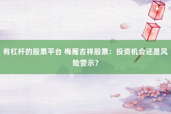 有杠杆的股票平台 梅雁吉祥股票：投资机会还是风险警示？