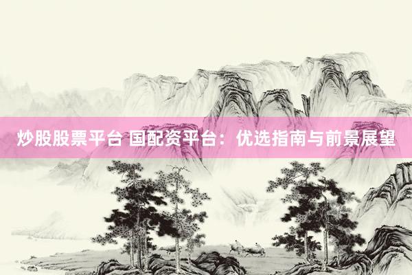 炒股股票平台 国配资平台：优选指南与前景展望