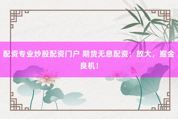 配资专业炒股配资门户 期货无息配资：放大，掘金良机！