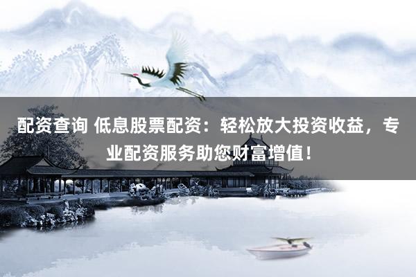 配资查询 低息股票配资：轻松放大投资收益，专业配资服务助您财富增值！